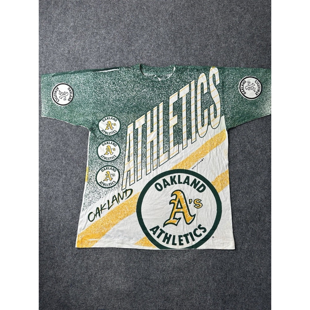 Mens 1991 MLB Oakland Athletics All Over Print T Shirt, Size L